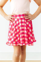 Hot Pink Gingham Ruffle Twirl Skort by Mila & Rose ®