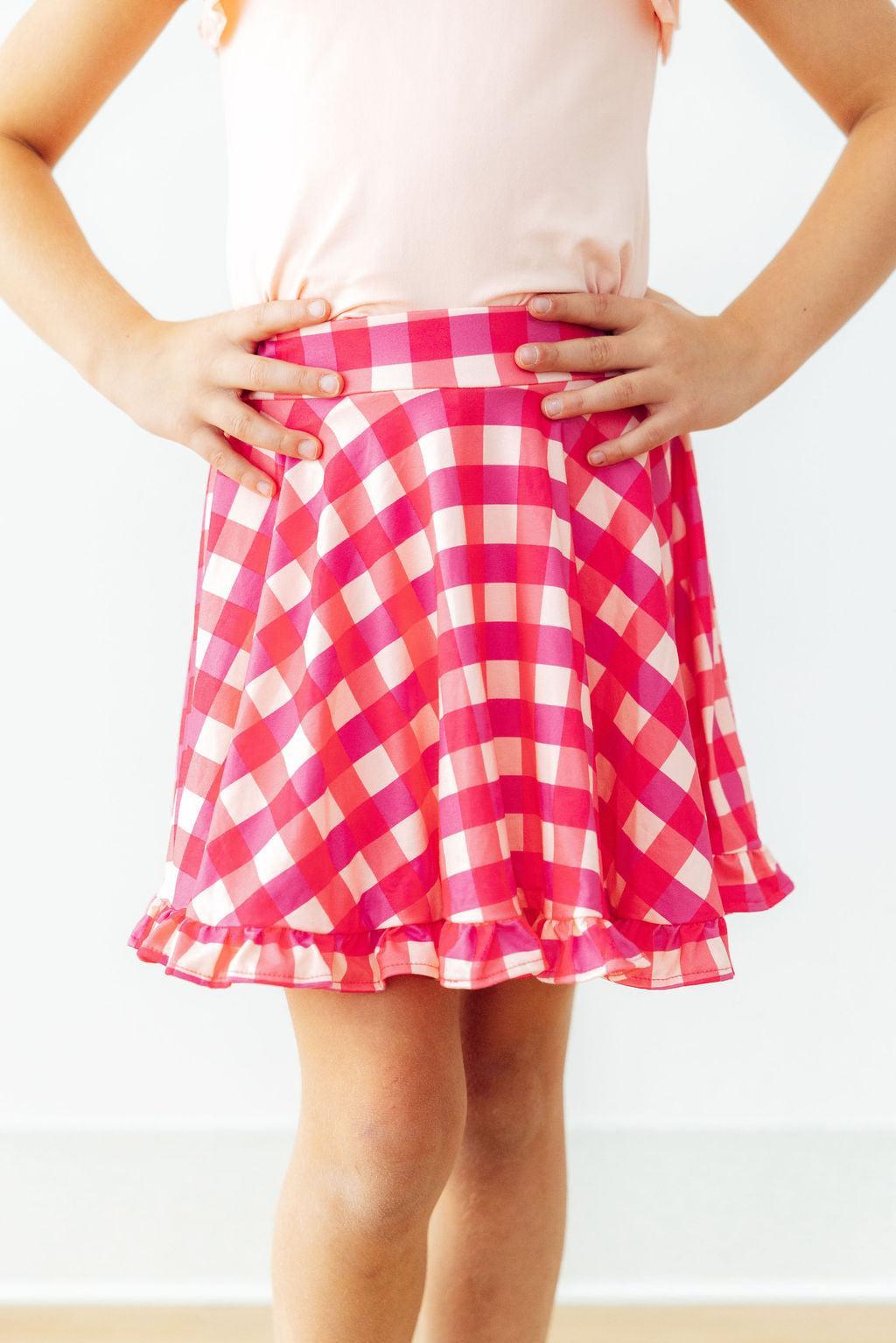 Hot Pink Gingham Ruffle Twirl Skort by Mila & Rose ®