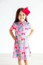 Pink Twirls & Ties S/S Polo Dress by Mila & Rose ®