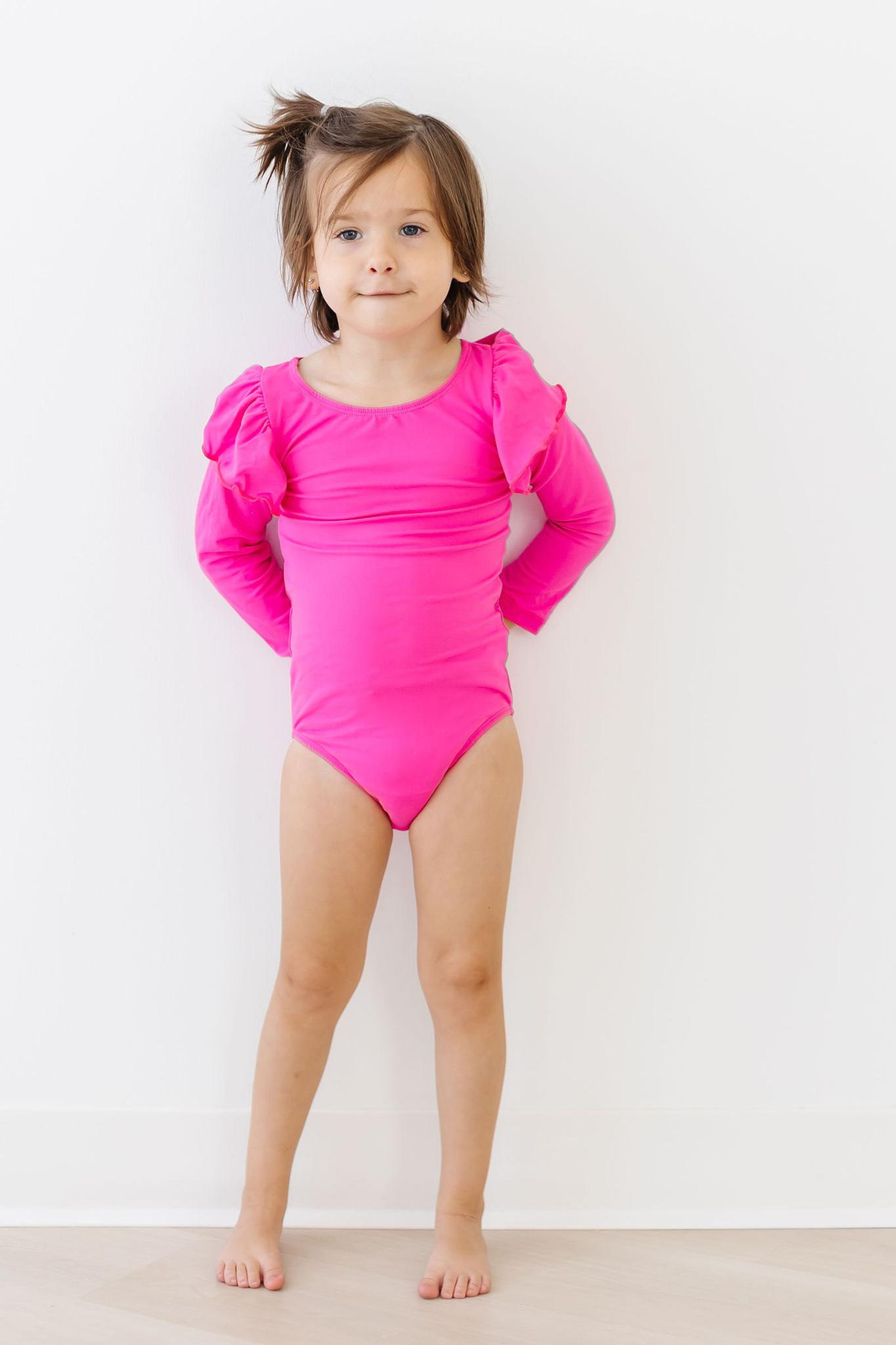 Hot Pink L/S Flutter Sleeve Leotard by Mila & Rose ®
