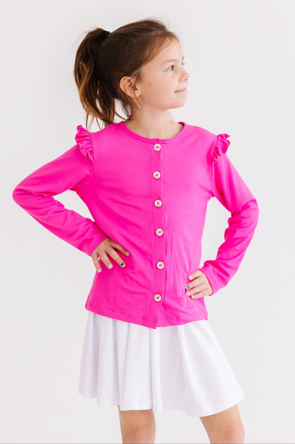 Hot Pink Ruffle Cardigan by Mila & Rose ®