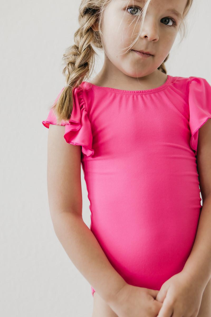 Hot Pink S/S Flutter Sleeve Leotard by Mila & Rose ®