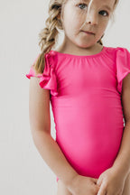 Hot Pink S/S Flutter Sleeve Leotard by Mila & Rose ®