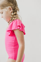 Hot Pink S/S Flutter Sleeve Leotard by Mila & Rose ®