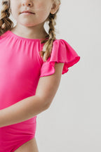 Hot Pink S/S Flutter Sleeve Leotard by Mila & Rose ®