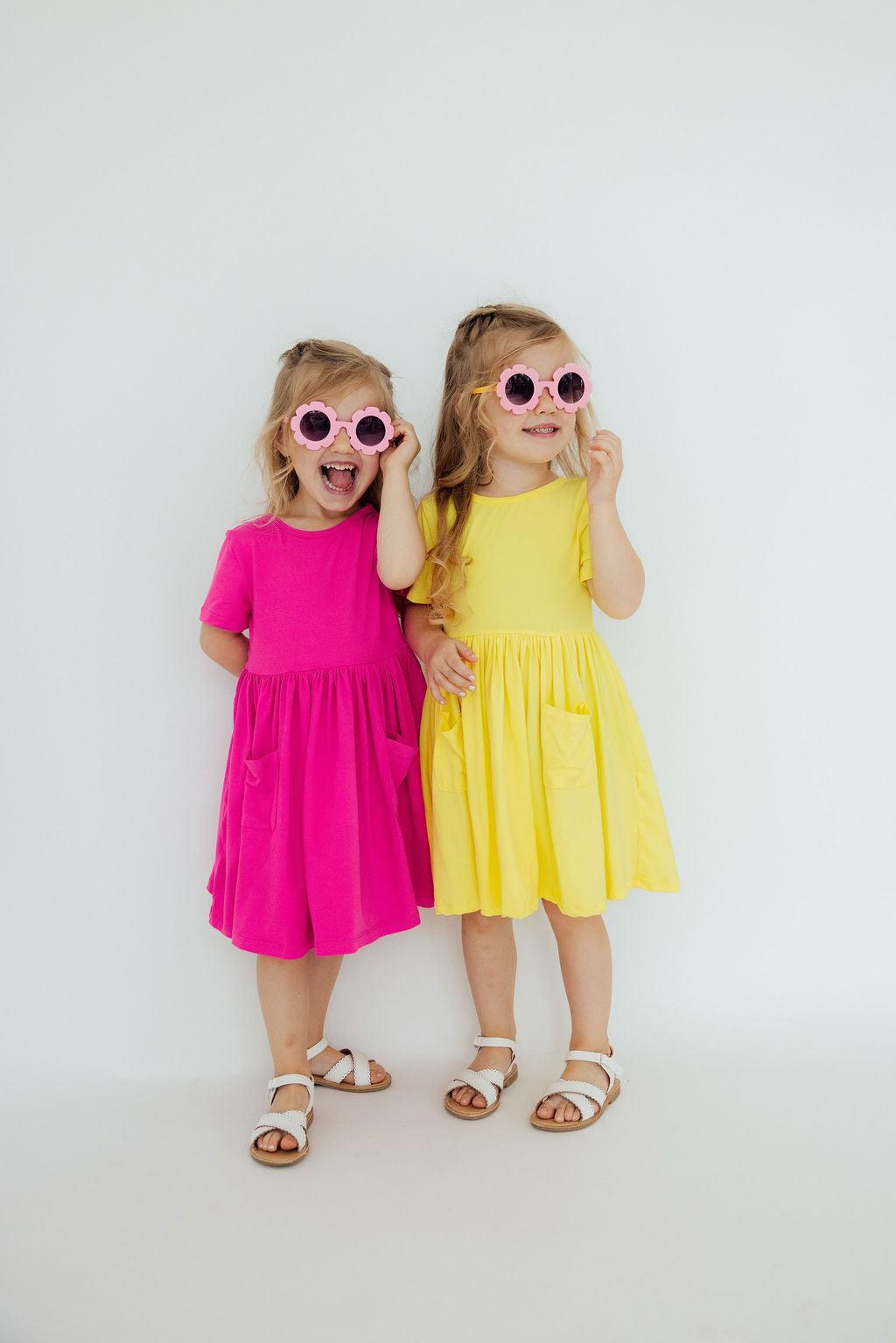 Hot Pink S/S Pocket Twirl Dress by Mila & Rose ®