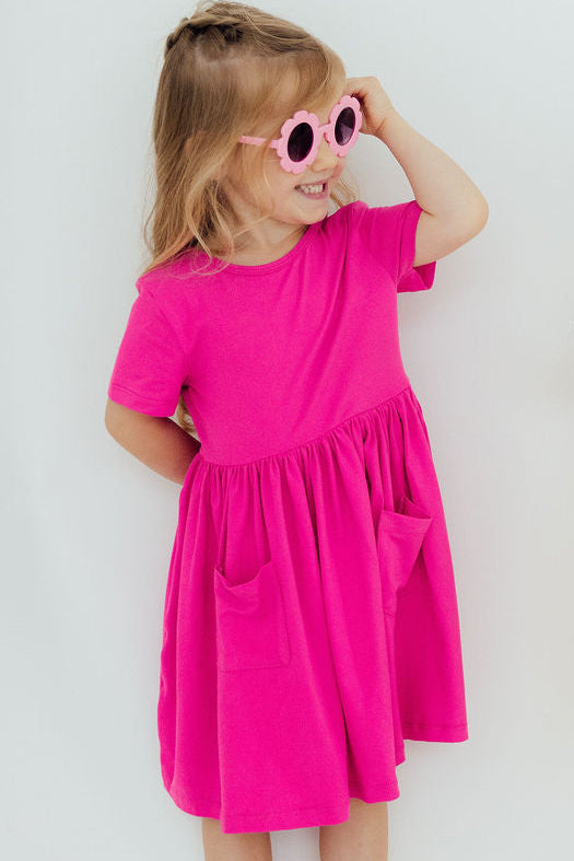 Hot Pink S/S Pocket Twirl Dress by Mila & Rose ®