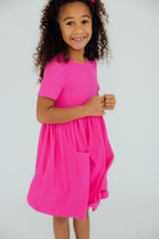 Hot Pink S/S Pocket Twirl Dress by Mila & Rose ®