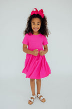 Hot Pink S/S Pocket Twirl Dress by Mila & Rose ®
