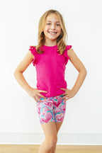 Hot Pink S/S Ruffle Tee by Mila & Rose ®