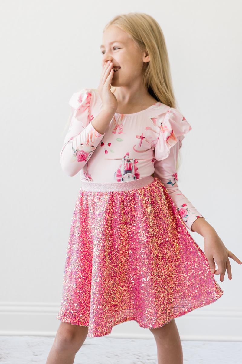 Hot Pink Sequin Twirl Skort by Mila & Rose ®