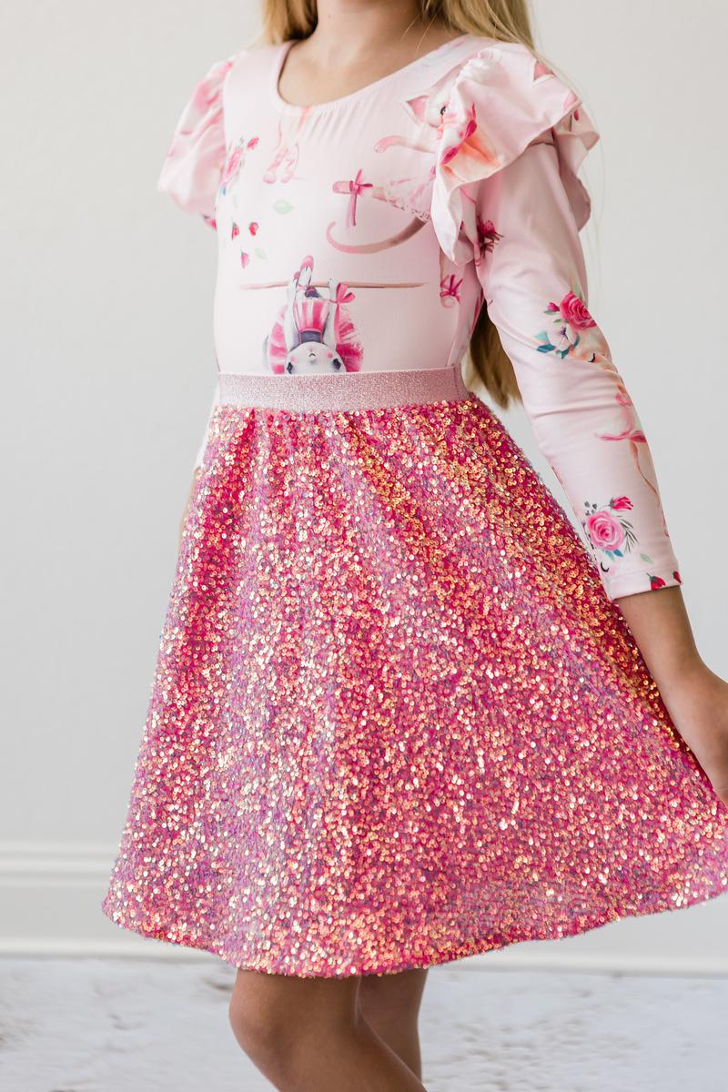 Hot Pink Sequin Twirl Skort by Mila & Rose ®