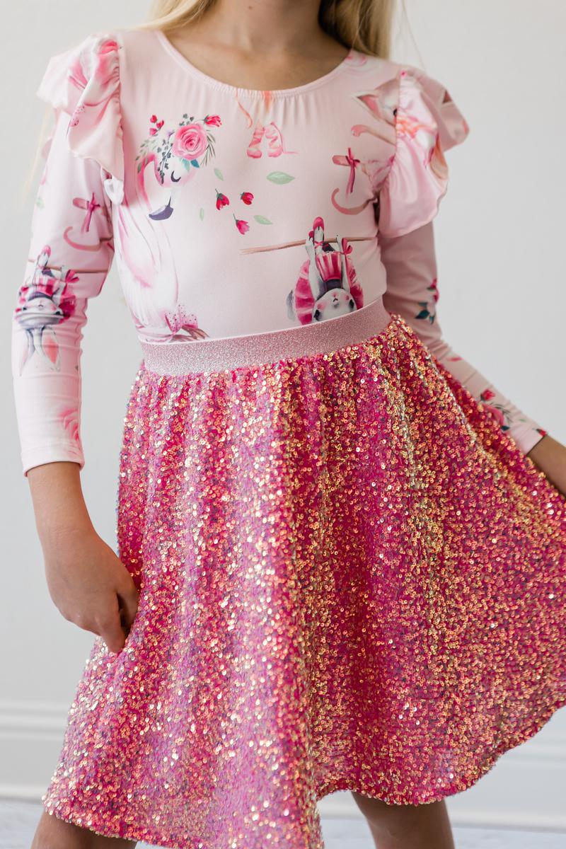 Hot Pink Sequin Twirl Skort by Mila & Rose ®