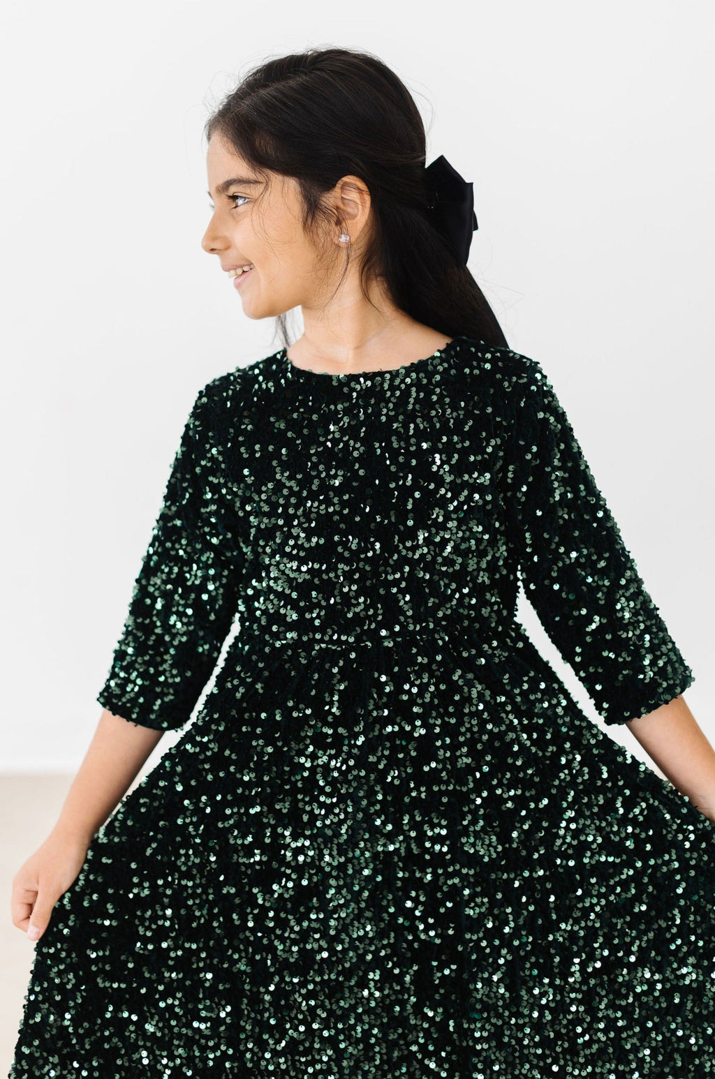 Hunter Green Velvet Sequin Dress by Mila & Rose ®