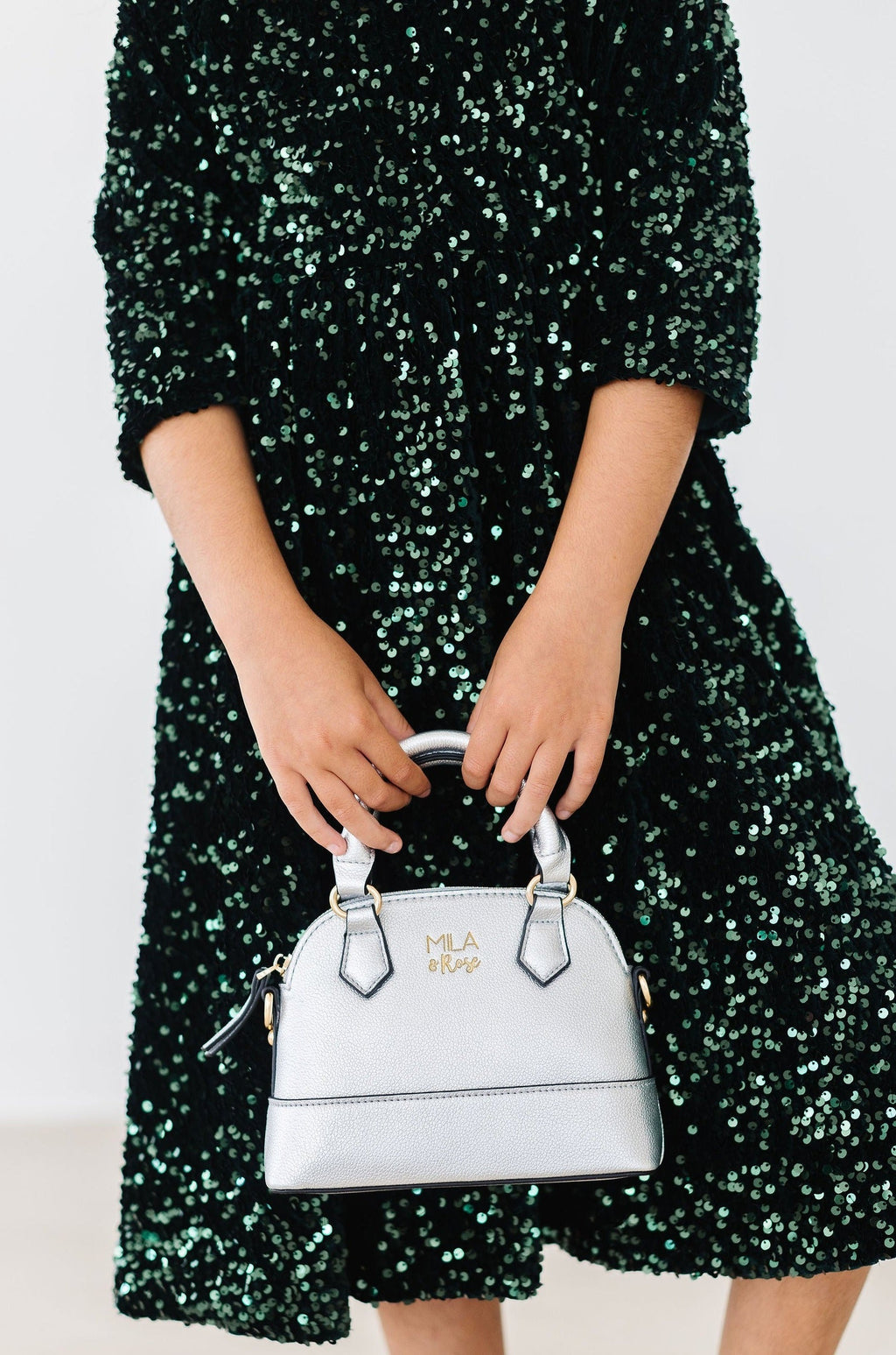 Hunter Green Velvet Sequin Dress by Mila & Rose ®