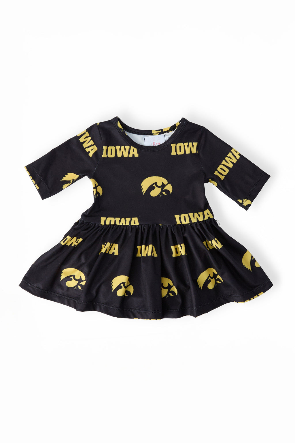 Iowa Black Tigerhawk 3/4 Sleeve Twirl Bodysuit by Mila & Rose ®