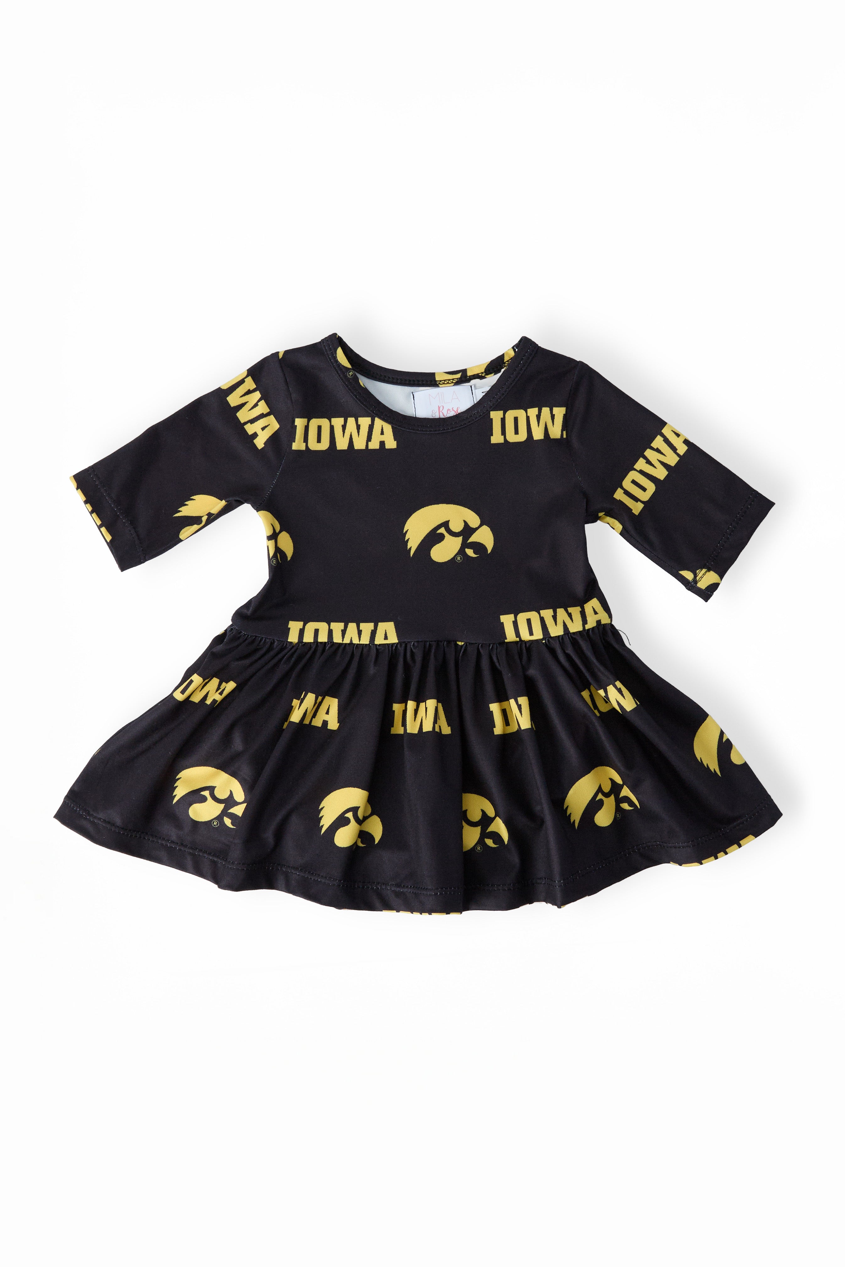 Iowa Black Tigerhawk 3/4 Sleeve Twirl Bodysuit by Mila & Rose ®