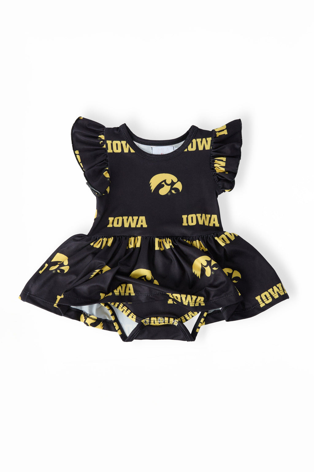 Iowa Black Tigerhawk S/S Flutter Twirl Bodysuit by Mila & Rose ®