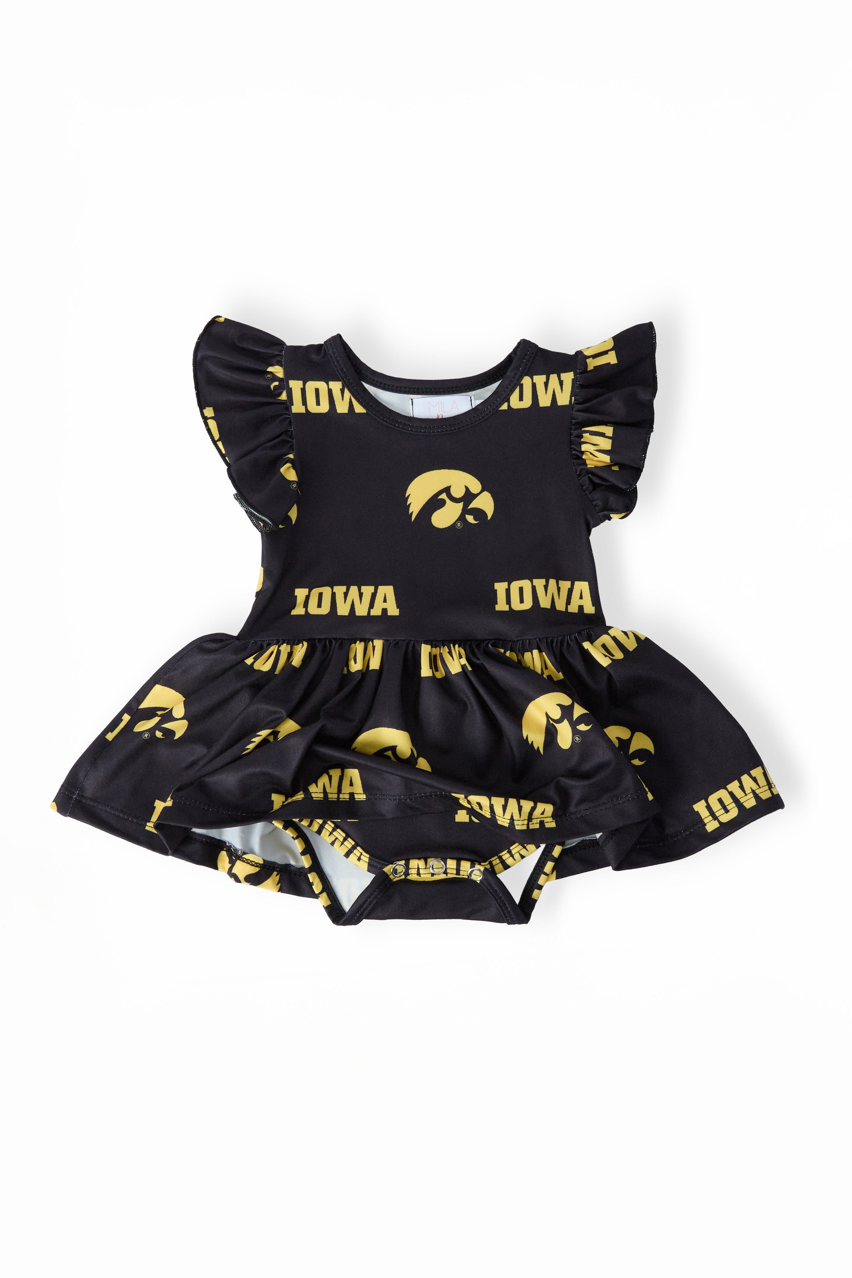 Iowa Black Tigerhawk S/S Flutter Twirl Bodysuit by Mila & Rose ®