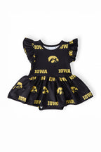 Iowa Black Tigerhawk S/S Flutter Twirl Bodysuit by Mila & Rose ®