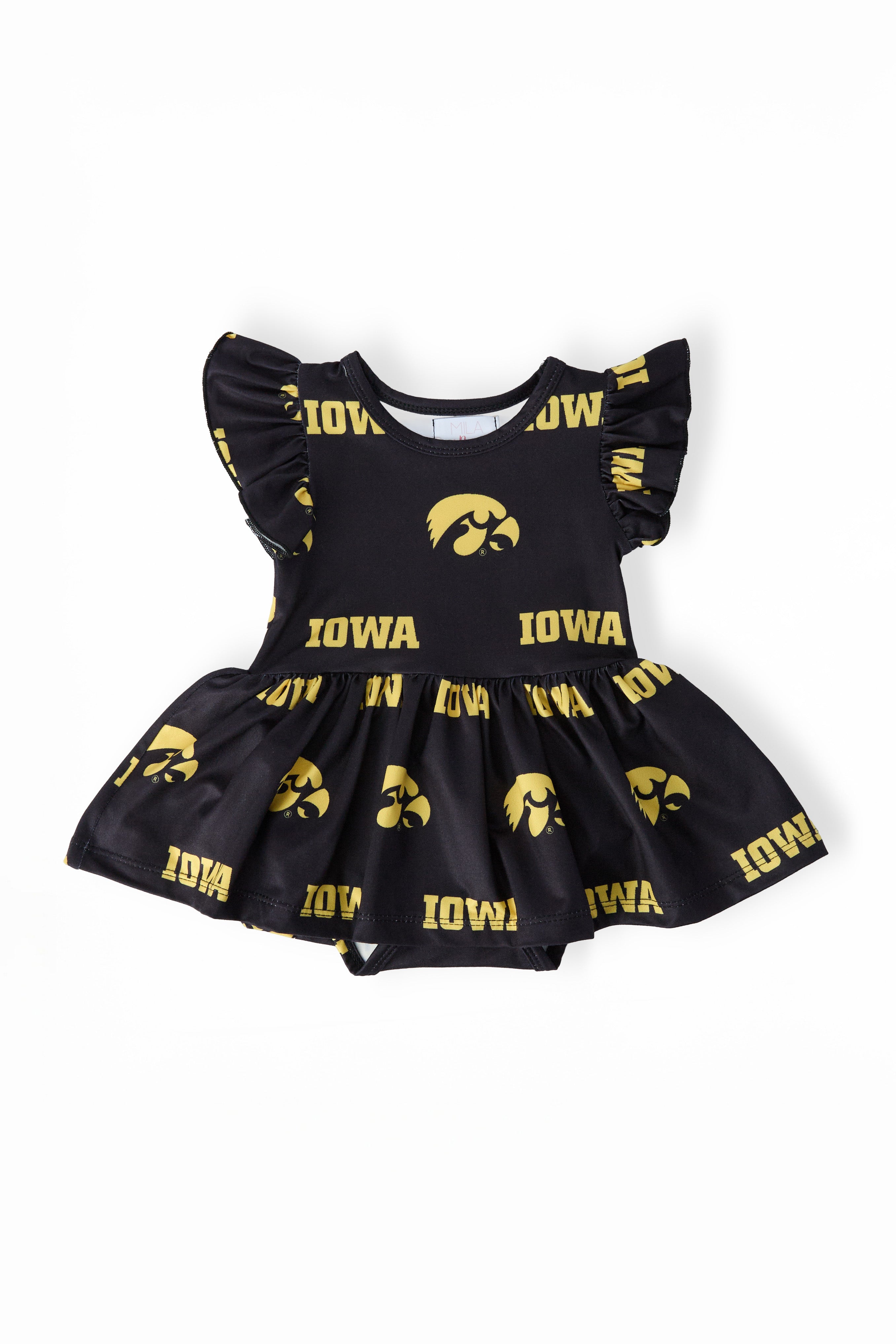 Iowa Black Tigerhawk S/S Flutter Twirl Bodysuit by Mila & Rose ®