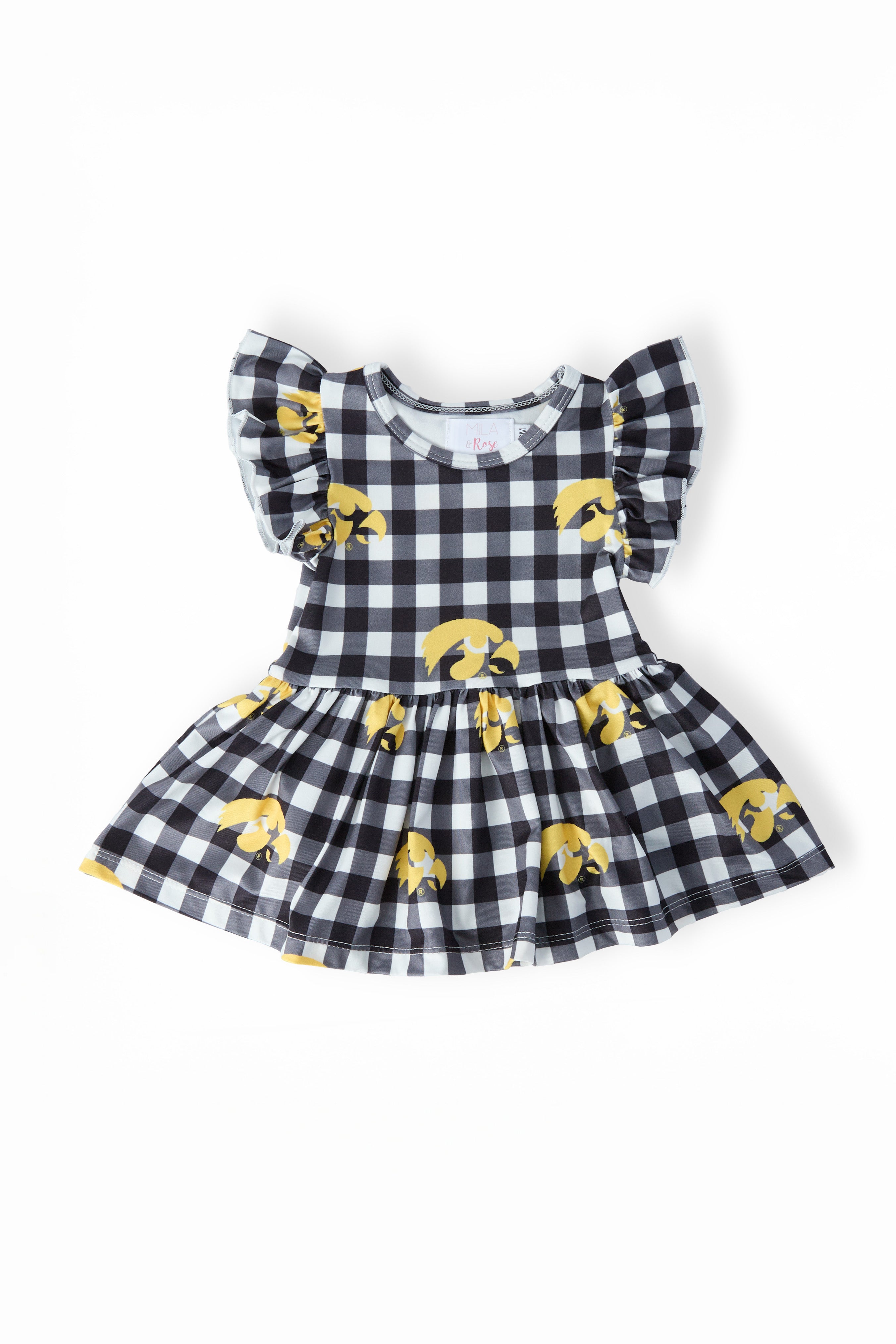 Iowa Plaid Tigerhawk S/S Flutter Twirl Bodysuit by Mila & Rose ®