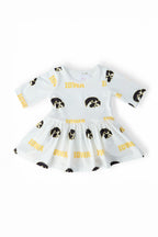 Iowa White Tigerhawk 3/4 Sleeve Twirl Bodysuit by Mila & Rose ®