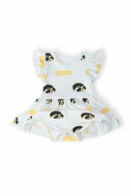 Iowa White Tigerhawk S/S Flutter Twirl Bodysuit by Mila & Rose ®