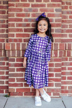 JMU Plaid Duke Dog 3/4 Sleeve Pocket Twirl Dress by Mila & Rose ®