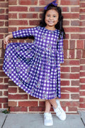 JMU Plaid Duke Dog 3/4 Sleeve Pocket Twirl Dress by Mila & Rose ®