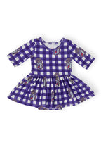 JMU Plaid Duke Dog 3/4 Sleeve Twirl Bodysuit by Mila & Rose ®