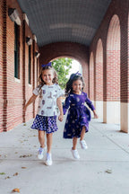 JMU Purple Duke Dog 3/4 Sleeve Pocket Twirl Dress by Mila & Rose ®