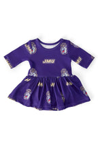 JMU Purple Duke Dog 3/4 Sleeve Twirl Bodysuit by Mila & Rose ®