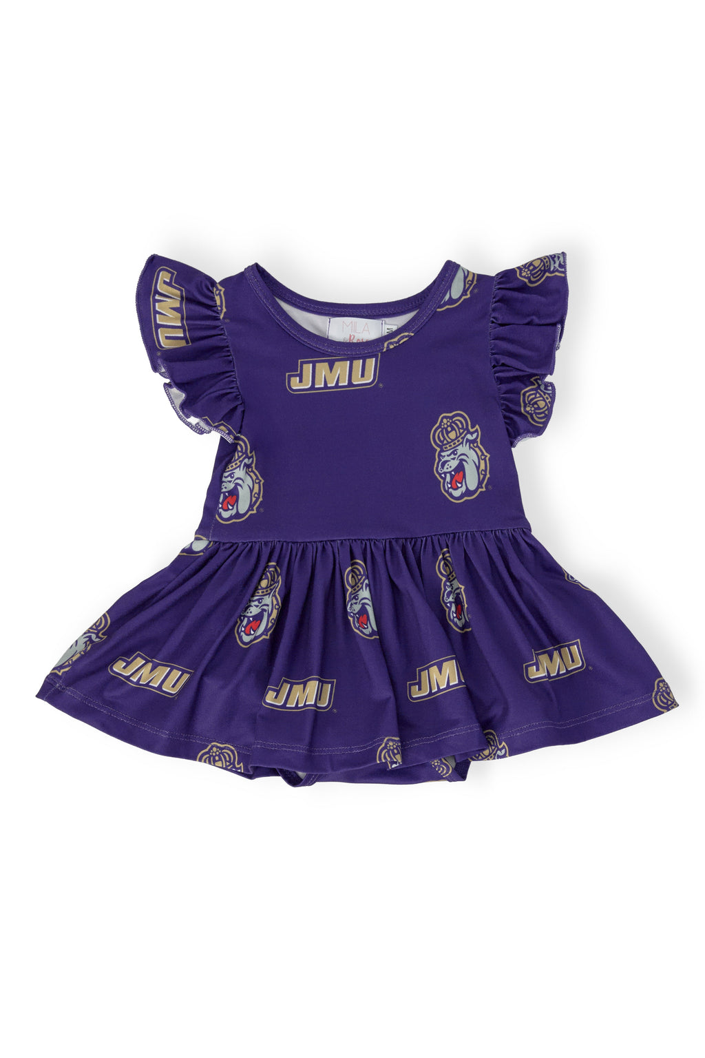JMU Purple Duke Dog S/S Flutter Twirl Bodysuit by Mila & Rose ®