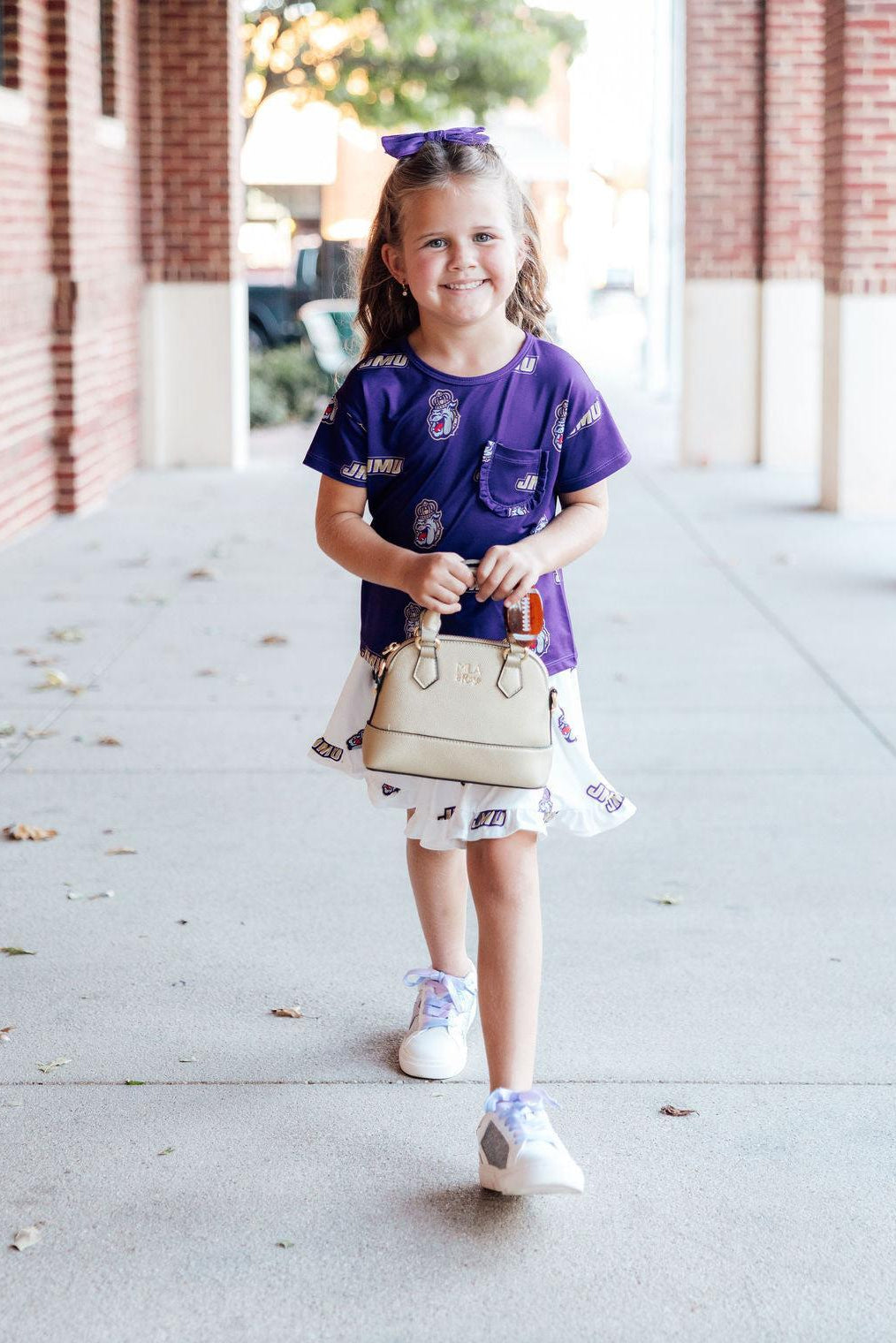 JMU Purple Duke Dog Ruffle Pocket Tee by Mila & Rose ®