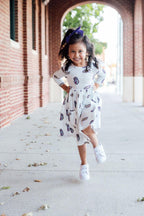 JMU White Duke Dog 3/4 Sleeve Pocket Twirl Dress by Mila & Rose ®