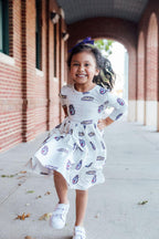 JMU White Duke Dog 3/4 Sleeve Pocket Twirl Dress by Mila & Rose ®