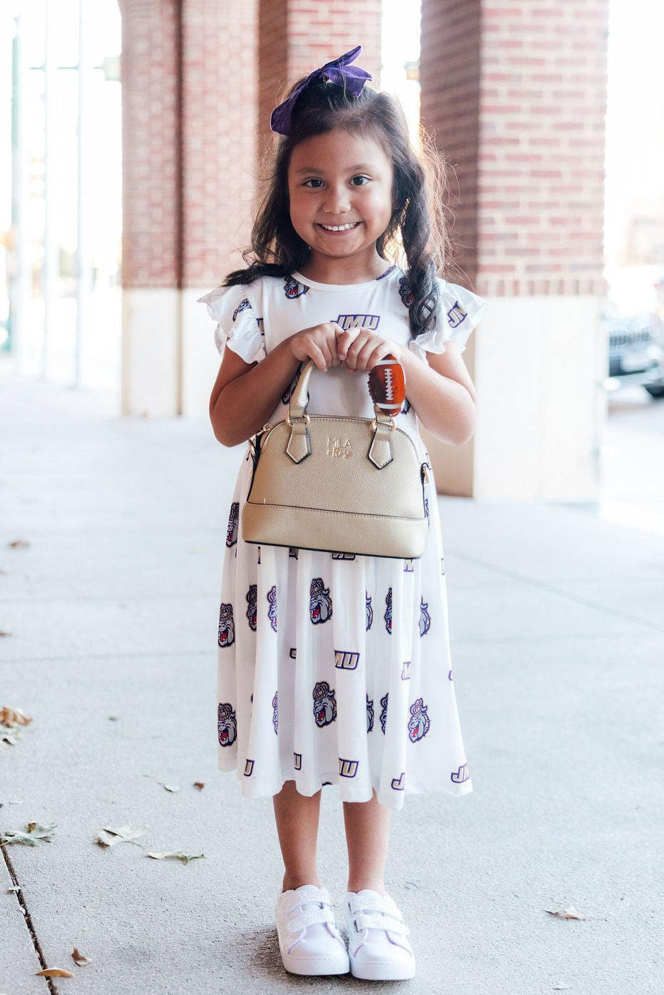 JMU White Duke Dog Flutter Twirl Dress by Mila & Rose ®