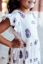 JMU White Duke Dog Flutter Twirl Dress by Mila & Rose ®