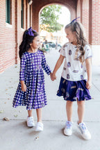 JMU Plaid Duke Dog 3/4 Sleeve Pocket Twirl Dress by Mila & Rose ®