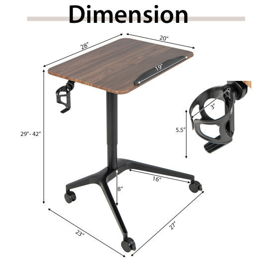 Pneumatic Standing Desk with Anti-fall Baffle and Cup Holder by LuxuryLifeWay Online Store