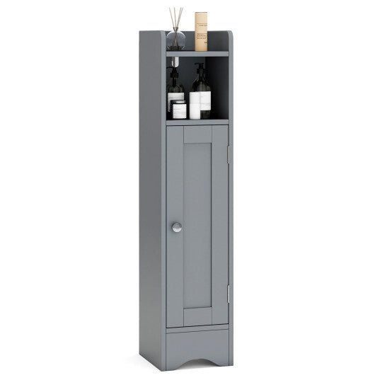 Slim Bathroom Cabinet Corner with 1 Door and Adjustable Shelves-White by LuxuryLifeWay Online Store