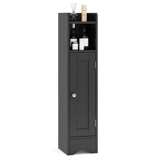 Slim Bathroom Cabinet Corner with 1 Door and Adjustable Shelves-White by LuxuryLifeWay Online Store
