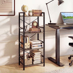 4-Tier Bookshelf Narrow Freestanding Display Shelf with Metal Frame-Oak by LuxuryLifeWay Online Store