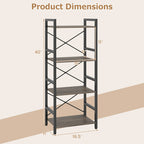 4-Tier Bookshelf Narrow Freestanding Display Shelf with Metal Frame-Oak by LuxuryLifeWay Online Store