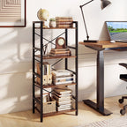 4-Tier Bookshelf Narrow Freestanding Display Shelf with Metal Frame-Oak by LuxuryLifeWay Online Store