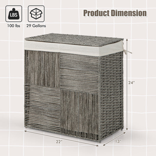 29 Gallons Laundry Hamper with Convenient Handles and Removable Liner Bag-Gray by LuxuryLifeWay Online Store