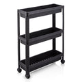 3-Tier Slim Rolling Storage Cart 2-Pack Mobile Bathroom Organizer with Wheels-Black by LuxuryLifeWay Online Store