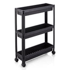 3-Tier Slim Rolling Storage Cart 2-Pack Mobile Bathroom Organizer with Wheels-Black by LuxuryLifeWay Online Store