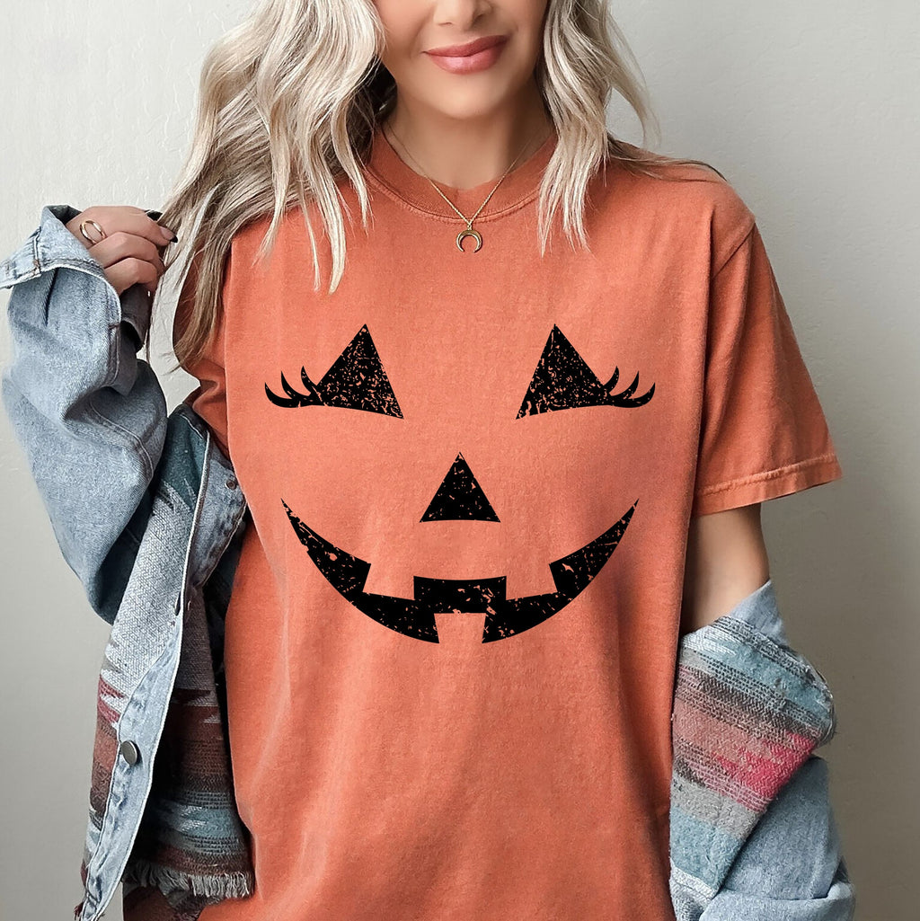 Jack-O-Lantern Girl Pumpkin Witch Halloween Spooky Trick Or Treat Costume Graphic Comfort Colors Tee by Refinery No. 1